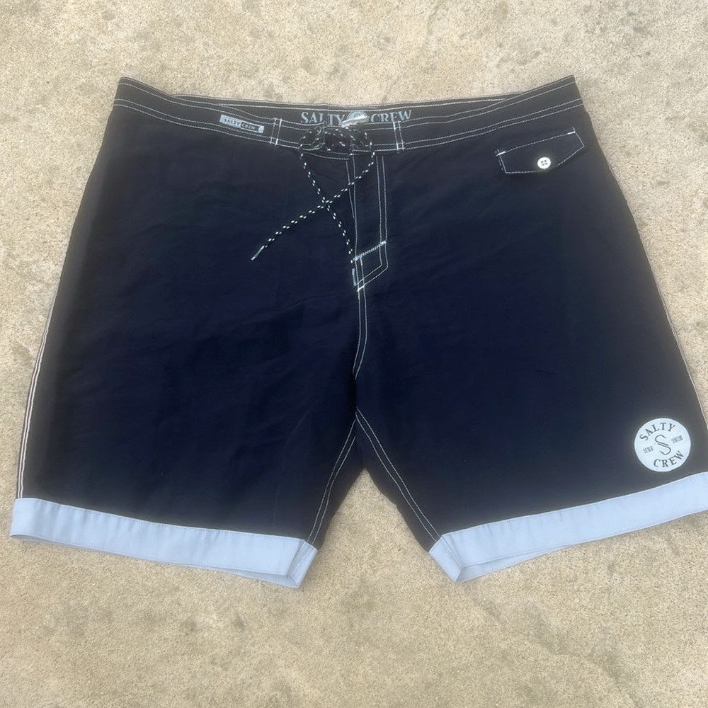 Salty Crew Men's Black w Grey Trim Nylon Boardshorts Size 40
